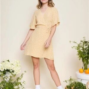 Whimsy + Row Yellow Floral Marianne Wrap Dress